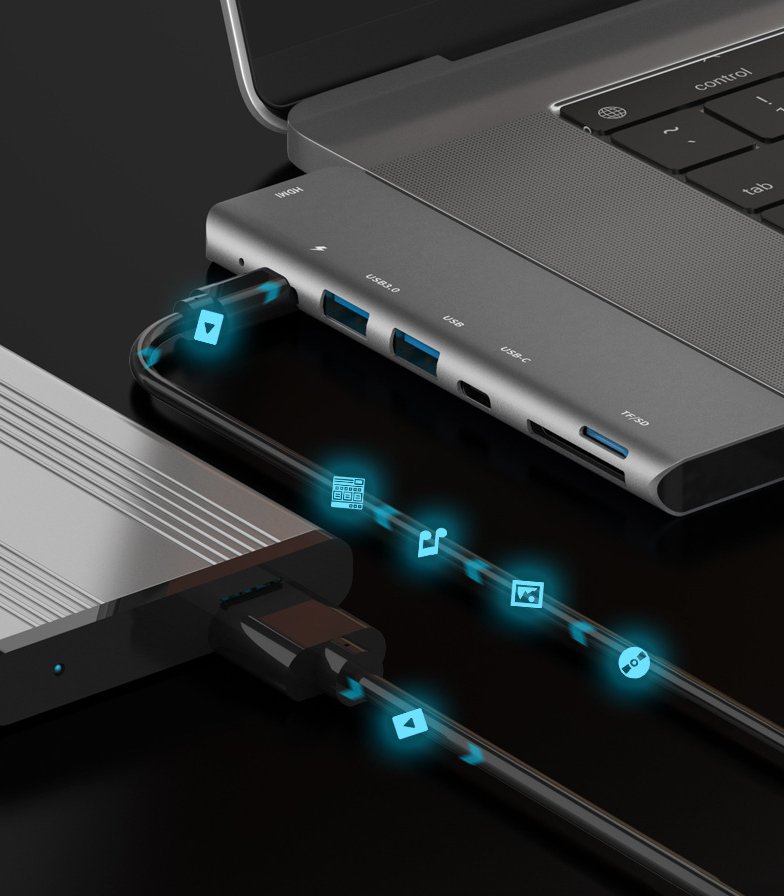 USB-C Hub for MacBook Pro & Air — 4-in-1 to 7-in-1