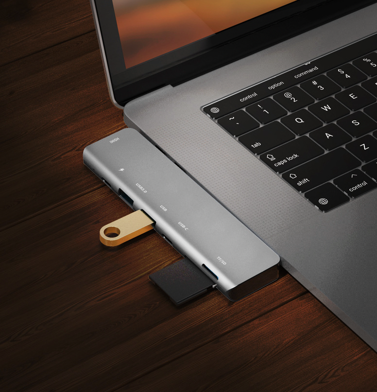 USB-C Hub for MacBook Pro & Air — 4-in-1 to 7-in-1
